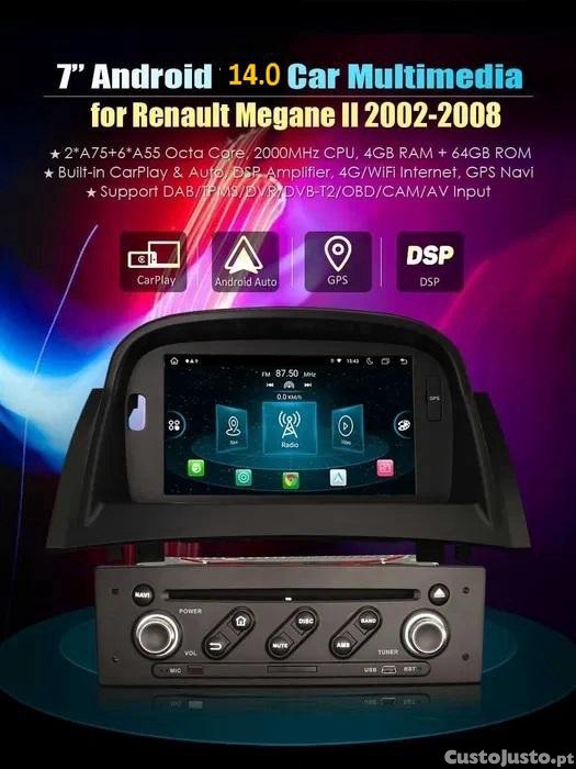 Auto-rádio 2 din android 14 Megane 2 (2002 a 2008)