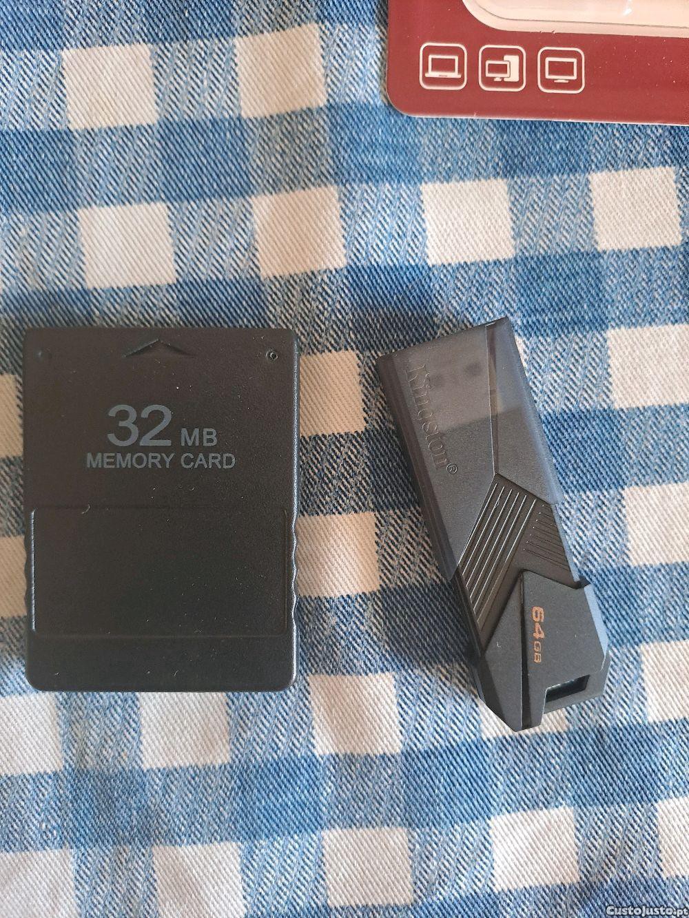 Memory card 32mb ps2+ pendrive 64gb