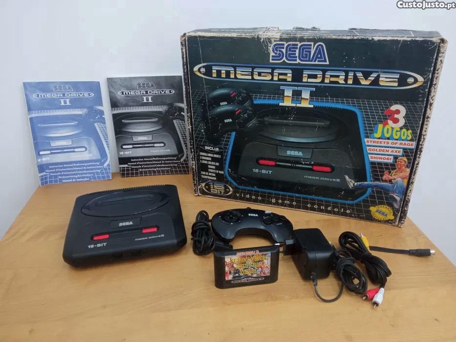 Mega Drive 2 com 3 jogos