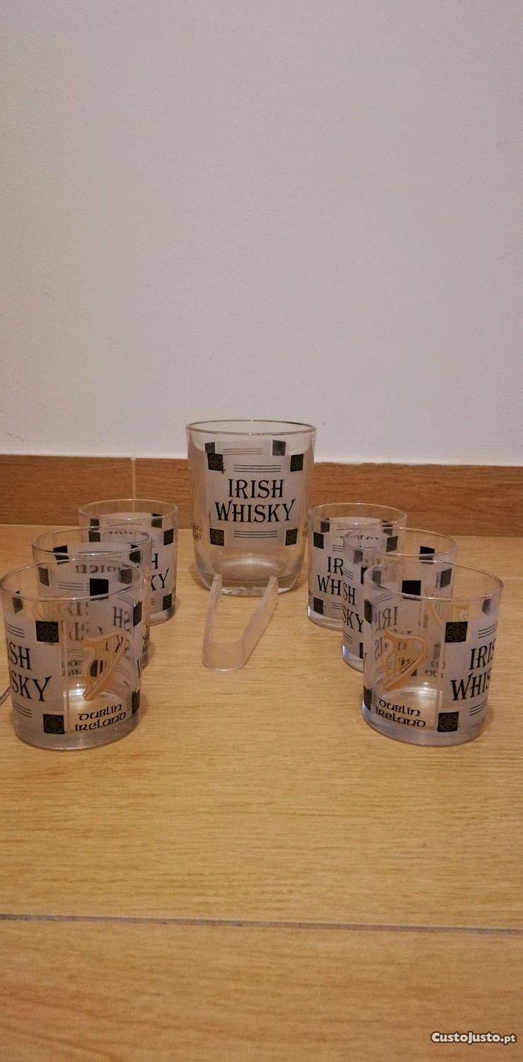 Conjuntos recipiente gelo ou garrafa+ 6 copos de vidros para whisky