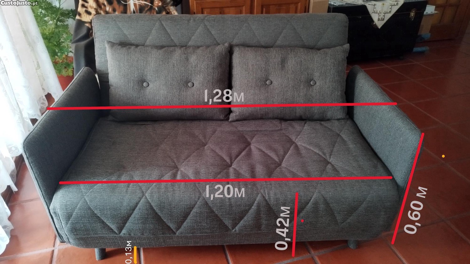 Sofá-cama castanho - 2 lugares